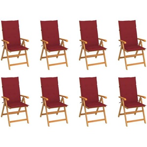 vidaXL Garten-Liegestühle mit Kissen 8 Stk. Massivholz Teak