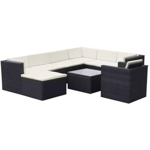 vidaXL Garten-Sofagarnitur 27-tlg. Poly Rattan schwarz (42675)