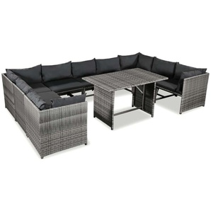 vidaXL Garten-Sofagarnitur 32-tlg. Poly Rattan grau (44201)