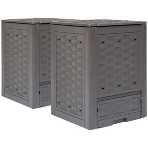 vidaXL Gartenkomposter 2 Stk. Braun 60x60x83cm 600 L Kunststoff Rattan