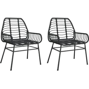 Vidaxl - Gartenstühle 2 Stk. Schwarz Poly Rattan