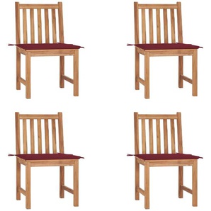 vidaXL Gartenstühle 4 Stk. mit Kissen Massivholz Teak