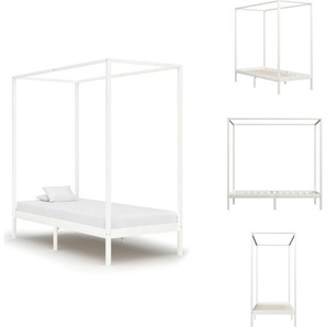 vidaXL Himmelbett-Gestell Weiß Massivholz Kiefer 90 x 200 cm - Betten & Bettgestelle TLS283262