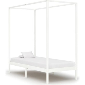 vidaXL Himmelbett Gestell Weiß Massivholz Kiefer 90 x 200 cm - Bettgestell - Bettgestelle - Bettrahmen - Einzelbett HL283262