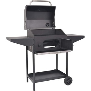 vidaXL Holzkohlegrill Smoker mit Ablage Schwarz 43048