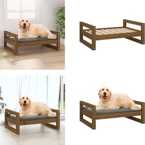 vidaXL Hundebett Honigbraun 75,5x55,5x28 cm Massivholz Kiefer - Hundebett - Hundebetten - Hundesofa - Haustiersofa HL821480