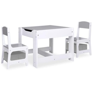 vidaXL Kindertisch mit 2 Stühlen Weiß MDF