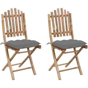 VidaXL Klappbare Gartenstühle 2 Stk. mit Kissen Bambus
