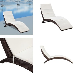vidaXL Klappbare Sonnenliege mit Auflage Poly Rattan Braun - Sonnenliege - Sonnenliegen - Sonnenbett - Sonnenbetten HL41808