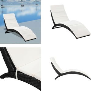 vidaXL Klappbare Sonnenliege mit Auflage Poly Rattan Schwarz - Sonnenliege - Sonnenliegen - Sonnenbett - Sonnenbetten HL41809