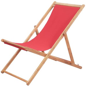 vidaXL Klappbarer Strandstuhl Stoff und Holzrahmen Rot