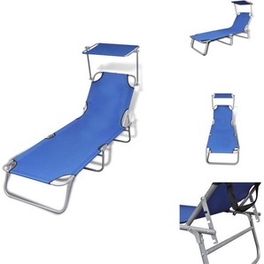 vidaXL Klappliege mit Sonnendach Stahl und Stoff Blau - Sonnenliegen TLS41196