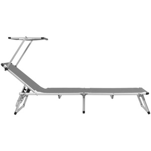 vidaXL Klappliege mit Sonnenschutz Aluminium und Textiline Grau 44335