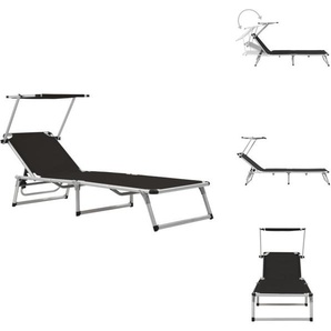 vidaXL Klappliege mit Sonnenschutz Aluminium und Textiline Schwarz - Sonnenliegen TLS44333