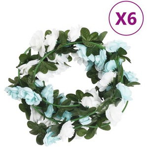vidaXL Künstliche Blumengirlanden 6 Stk. Blau und Weiß 240 cm