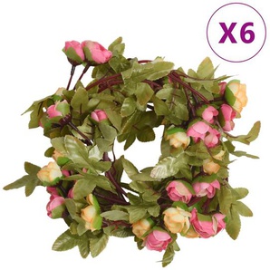vidaXL Künstliche Blumengirlanden 6 Stk. Rosa 215 cm