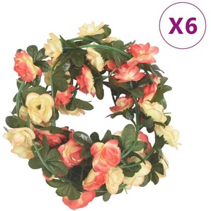vidaXL Künstliche Blumengirlanden 6 Stk. Rose und Champagner 240 cm