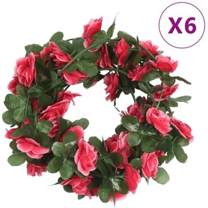 vidaXL Künstliche Blumengirlanden 6 Stk. Rosenrot 250 cm