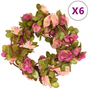 vidaXL Künstliche Blumengirlanden 6 Stk. Rosenrot 250 cm
