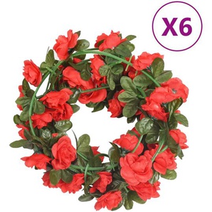 vidaXL Künstliche Blumengirlanden 6 Stk. Rot 240 cm