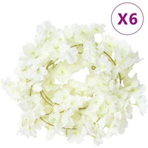 vidaXL Künstliche Blumengirlanden 6 Stk. Weiß 180 cm