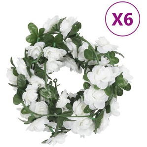 vidaXL Künstliche Blumengirlanden 6 Stk. Weiß 240 cm