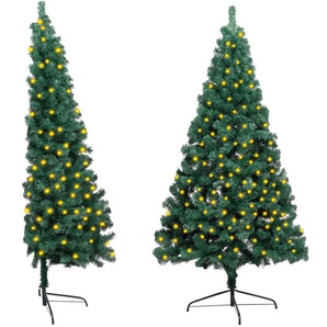 vidaXL Künstlicher Halb-Weihnachtsbaum mit LED & Ständer grün 210 cm (3077394)