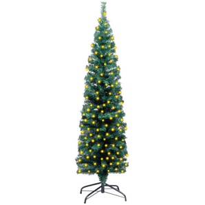 vidaXL Künstlicher Weihnachtsbaum Schlank LEDs Ständer grün 120 cm (3077749)