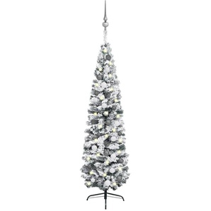 vidaXL Künstlicher Weihnachtsbaum Schlank mit LEDs & Kugeln grün 180cm (3077905)