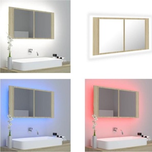 vidaXL LED Bad Spiegelschrank Sonoma Eiche 90x12x45 cm Acryl - LED Spiegelschrank - LED Spiegelschränke - LED-Bad-Spiegelschrank - LED-Bad-Spiegelschränke HL804975