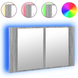 vidaXL LED-Spiegelschrank Grau Sonoma 80x12x45 cm Acryl 834952