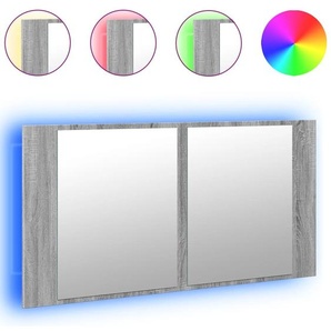 vidaXL LED-Spiegelschrank Grau Sonoma 90x12x45 cm Acryl 834968