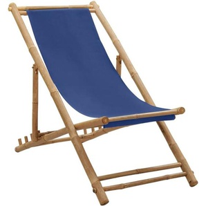 Vidaxl - Liegestuhl Bambus und Canvas Marineblau