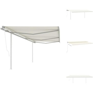 vidaXL Markise Automatisch Einziehbar mit Pfosten 6x3 m Creme - Markisen TLS3070007