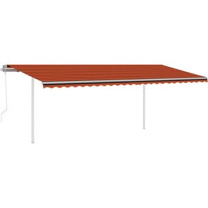 vidaXL Markise Automatisch Einziehbar mit Pfosten 6x3 m Orange Braun 3070010