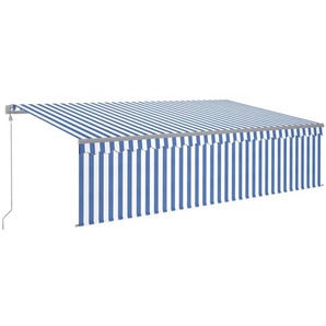 vidaXL Markise Automatisch Einziehbar mit Volant 5x3 m Blau & Weiß 3069466
