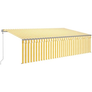 vidaXL Markise Automatisch Einziehbar mit Volant 5x3 m Gelb und Weiß 3069468