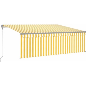 vidaXL Markise Automatisch mit Rollo LED Windsensor 4x3m Gelb Weiß 3069433