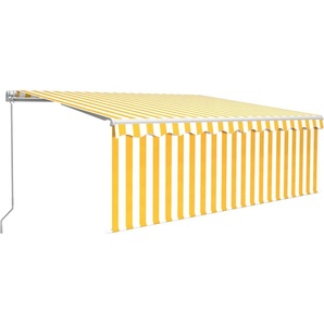 vidaXL Markise Manuell Einziehbar mit Rollo & LED 4x3 m Gelb & Weiß 3069303