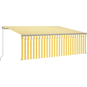 vidaXL Markise Manuell Einziehbar mit Rollo LED 4x3 m Gelb Weiß 3069423