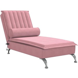 Vidaxl - Massage-Chaiselongue mit Nackenrolle Rosa Samt