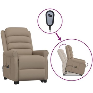 vidaXL Massagesessel mit Aufstehhilfe Cappuccino-Braun Kunstleder