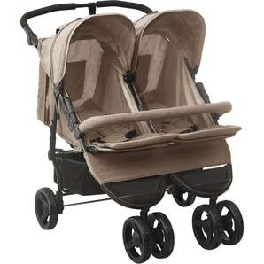 vidaXL Möbel Geschwisterwagen Taupe Stahl - Kombikinderwagen 10243 LL0000101472-vdll-cc24419