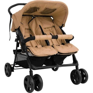 vidaXL Möbel Zwillingskinderwagen Taupe Stahl - Kombikinderwagen 10343 LL0000113733-vdll-cc24419