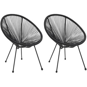vidaXL Moon-Gartenstühle 2 Stk. Rattan Schwarz