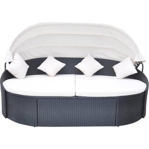 vidaXL Outdoor-Loungebett mit Dach Poly Rattan Schwarz 41832