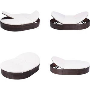 vidaXL Outdoor Loungebett mit Kissen Poly Rattan Braun - Sonnenliege - Sonnenliegen - Sonneninsel - Sonneninseln HL42939