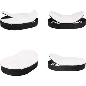 vidaXL Outdoor Loungebett mit Kissen Poly Rattan Schwarz - Sonnenliege - Sonnenliegen - Sonneninsel - Sonneninseln HL42940