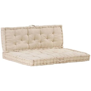 vidaXL Palettenauflagen 2 Stk. Baumwolle Beige