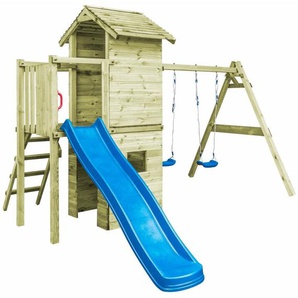 vidaXL Playhouse with ladder, slide and swings 390 x 353 x 268 cm FSC wood